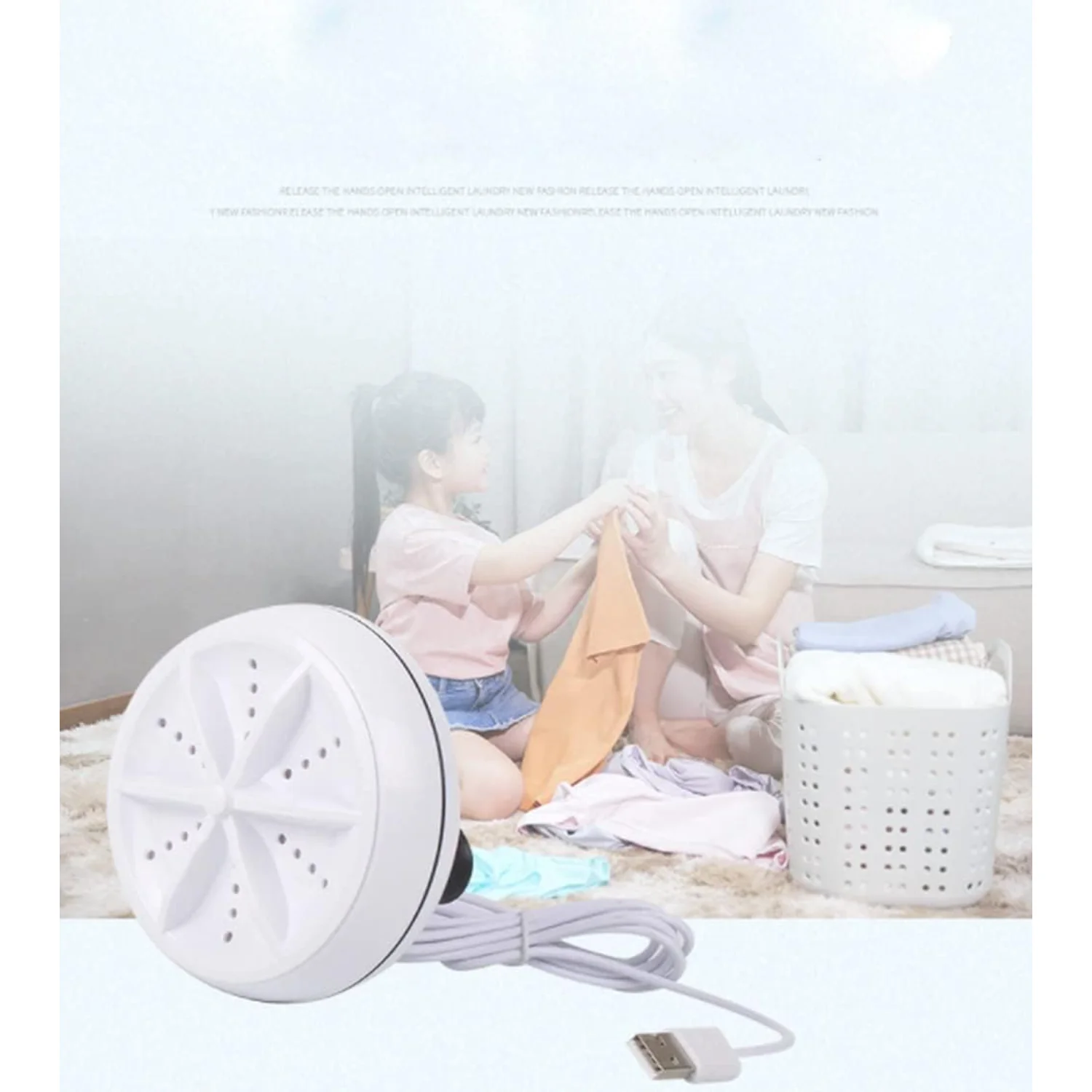 Portable Mini Washing Machine,3 In 1 Automatic Machine Ultrasonic Lightweight Turbo Washer With USB Cable,for Trave
