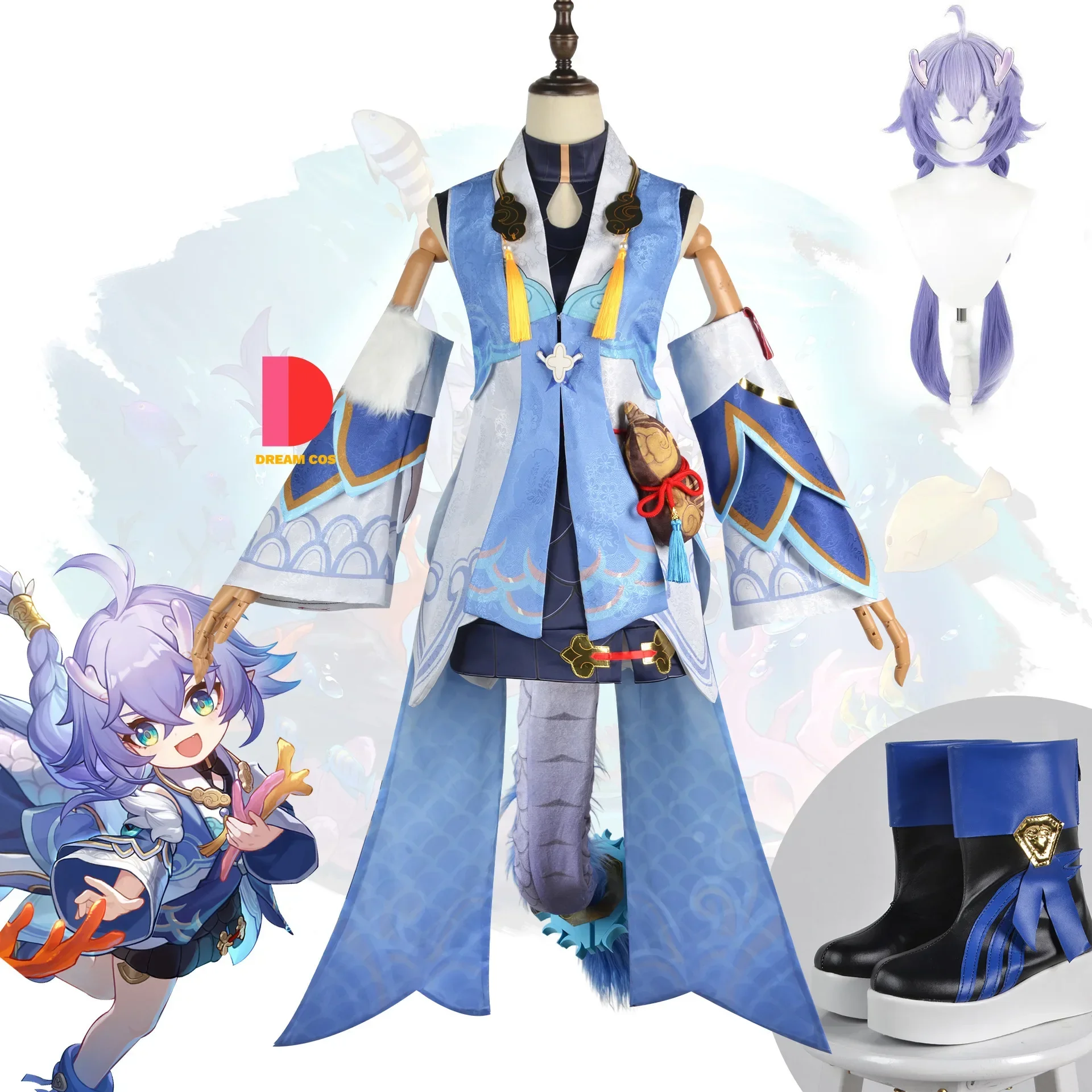 Honkai Star Rail Bailu Byakuro Cosplay Costumes Full Set Dragon Girl Anime Game Party Outfits for Halloween with Accessories