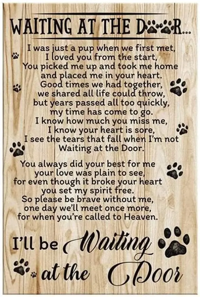 Metal Tin Retro Sign Buywell Metal Poster Plaque I‘ll Be Waiting at The Door Dog Retro Metal Tin Sign Vintage Aluminum Sign sign