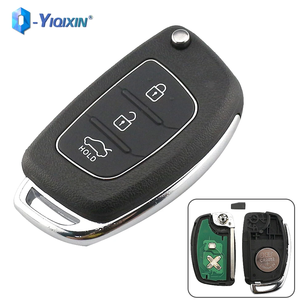 YIQIXIN 433Mhz Folding Remote ID46 Chip For HIX35 IX25 IX45 Elantra Santa Fe Sonata Solaris Accent TOY40 Blade 3 Button Auto Key