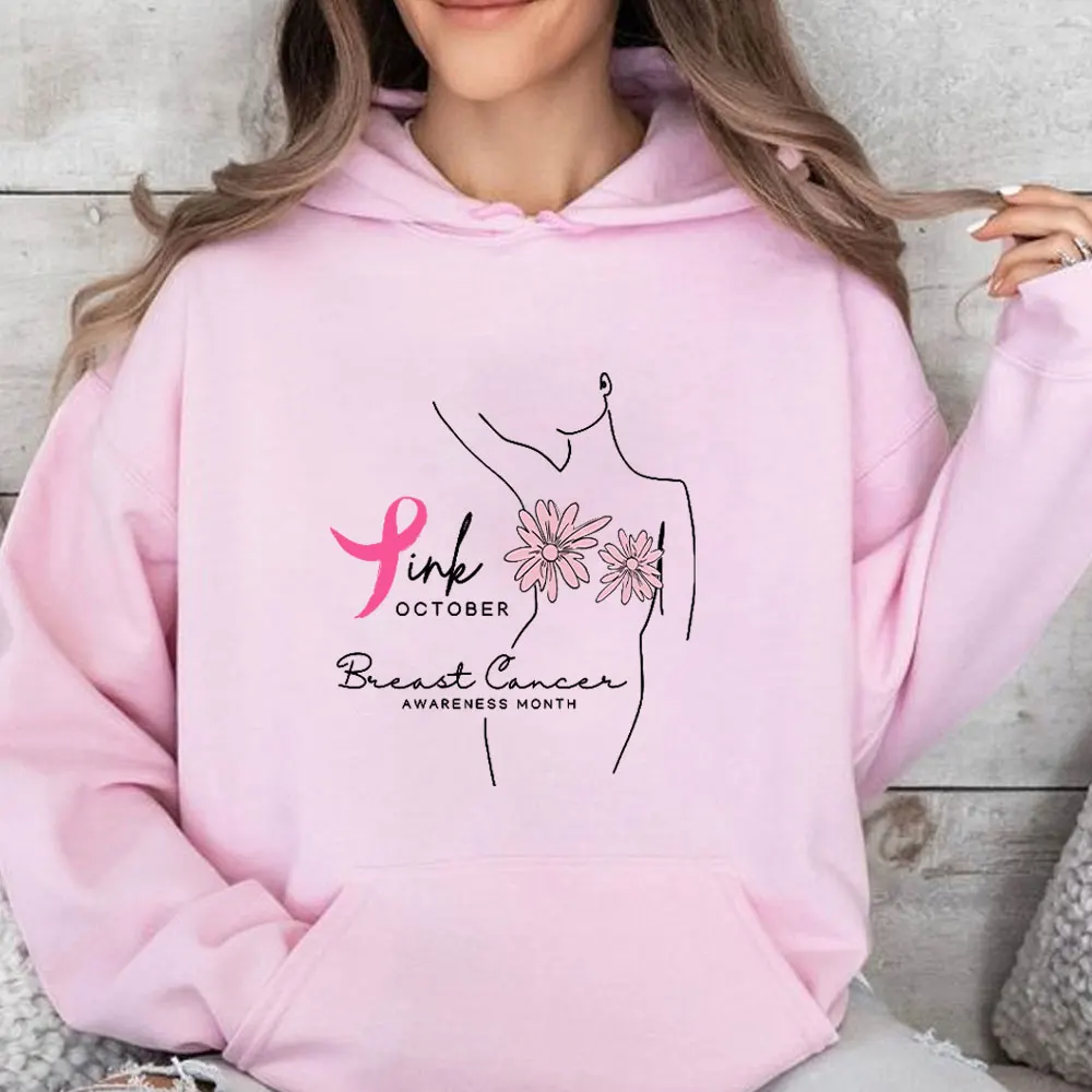 Rosa Oktober-Sweatshirt mit Gänseblümchen-Grafikdruck, Damenbekleidung, Brustkrebs-Bewusstseinsmonat-Sweatshirts, Krebs-Krieger-Kleidung