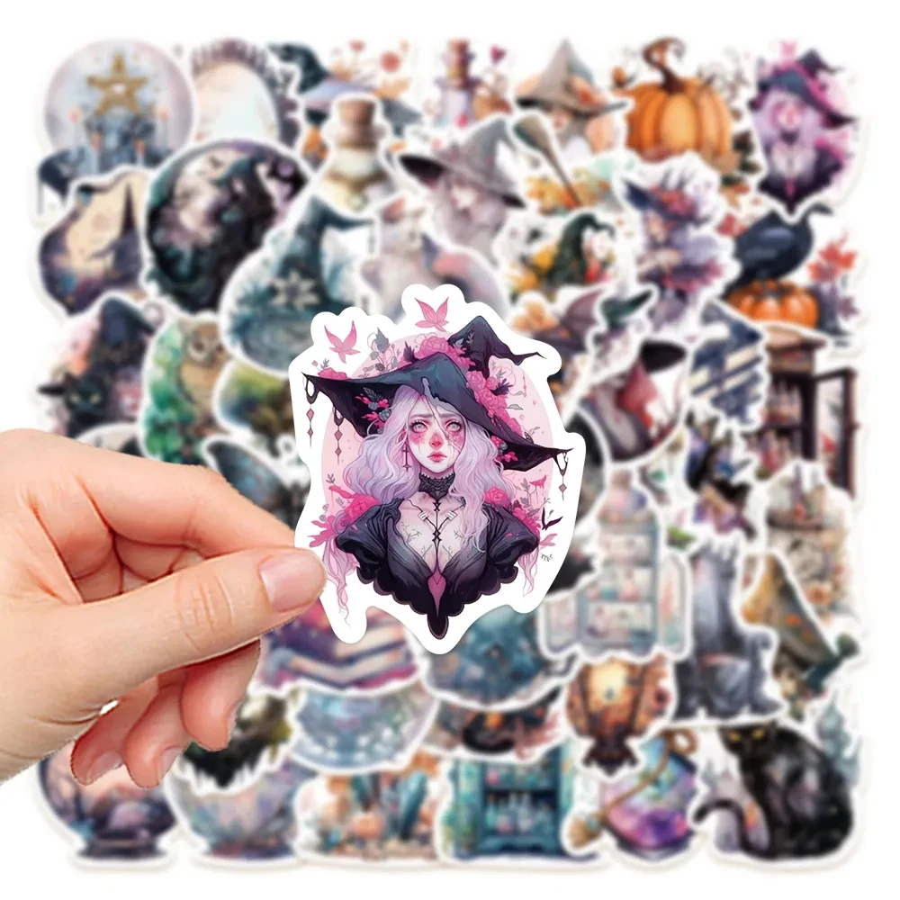 10/30/50pcs Cool Gothic Magic Witch Cartoon Stickers Cool Witchy Cat Sticker DIY Skateboard Suitcase Phone Decoration Decals Toy