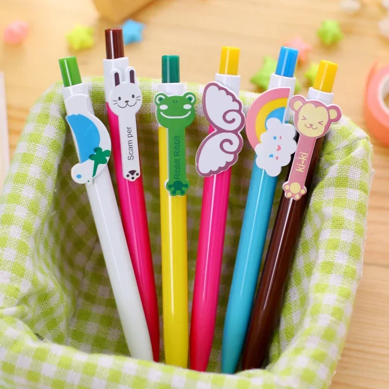 0.5mm Ballpoint Pens Cartoon Animals Plastic Retractable Ball Point Pen Kids School Office Stationery 3pcs