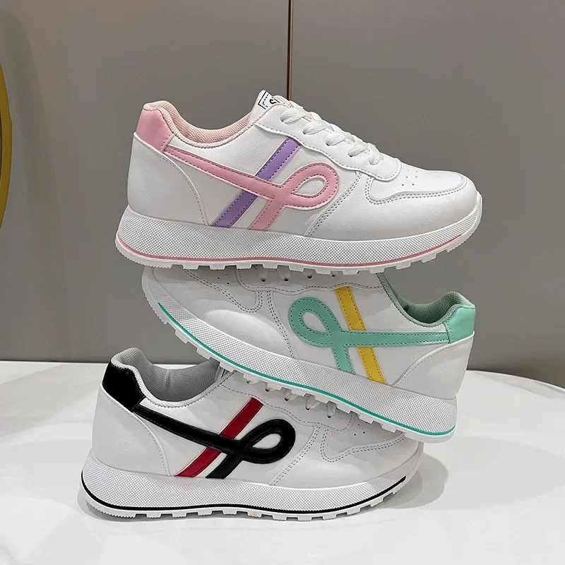 New Fashion White Shoes Women's Vulcanized Sneakers Breathable Walking Lace Up Flat Shoes Sneakers Women Feminino Running Shoes