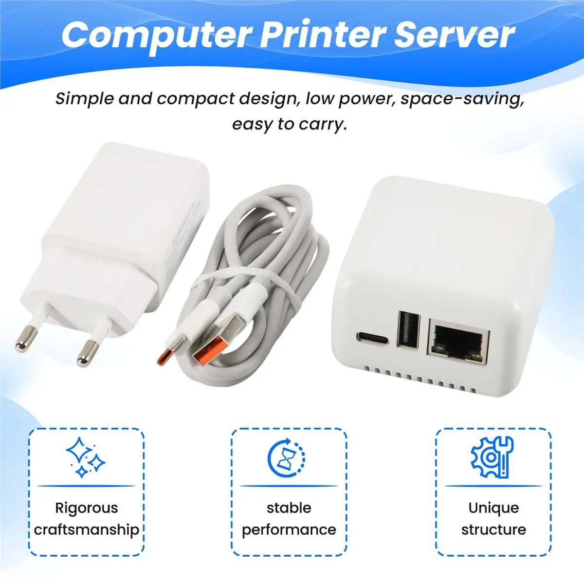 Goodprice 1PCS NP330 Network USB 2.0 Print Server USB2.0 Mini Printer Server 100Mbps RJ45 Connection for Androids Phones EU Plug