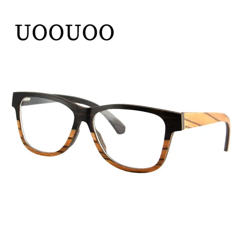 SHINU Nature Wooden Glasses Frame Ebony Zebra Wood Reading Myopia Progressive Photochormic Glasses Men Prescription Custom Lens