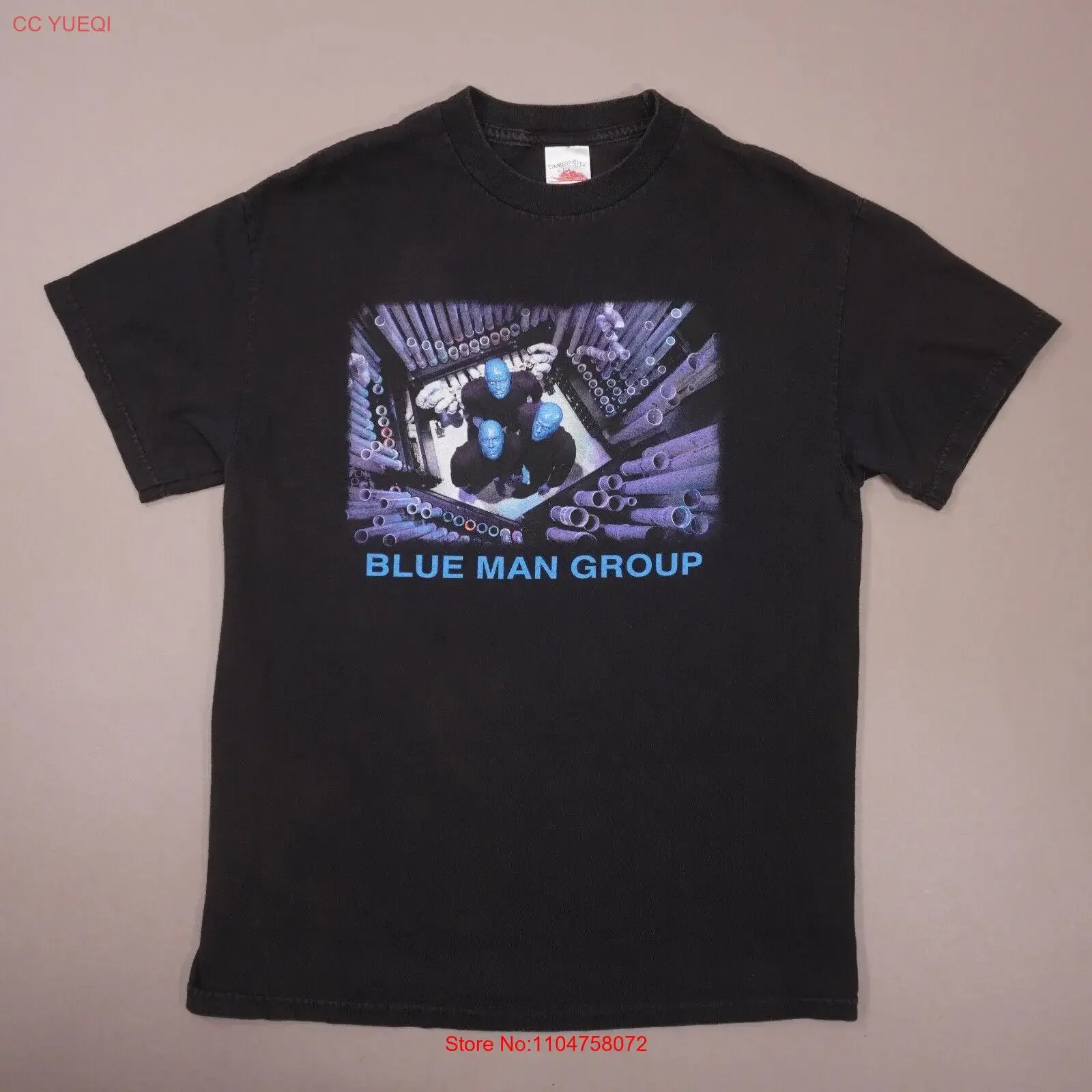 

Футболка Blue Man Group 2007, US Tour, мужская средняя черная хлопковая винтажная стираная повседневная уличная одежда, стильный топ для повседневной носки