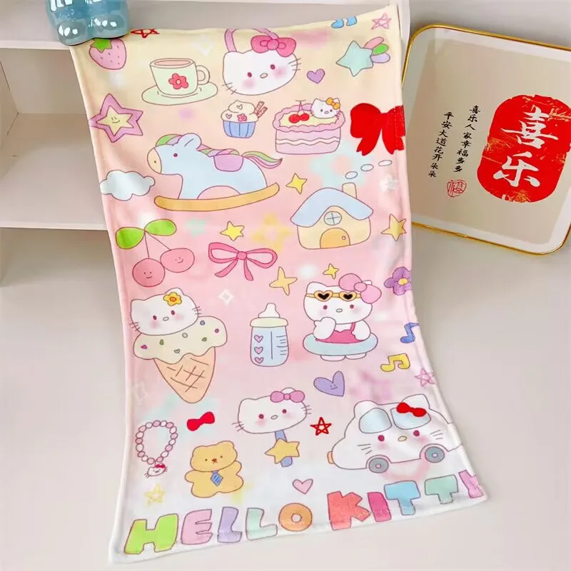 Sanrio Olá Kitty Toalha de Banho, Children's Home Absorvente Toalha de Banho, Girl Heart Soft Towel, escovado Impresso, Long Cartoon, Kuromi