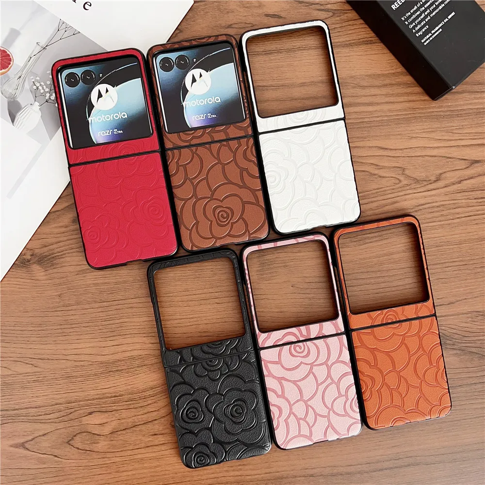 Funda de cuero con flores para Samsung Galaxy Z Flip5 4 3, funda para Motorola Razr 40ultra OPPO Find N2Flip N3Flip VIVO X Flip P50pocketS