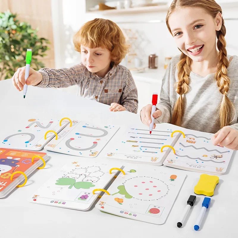 Cahier de dessin réutilisable Montessori pour enfants, cahier de pratique magique, livre de formation au contrôle, cahier de travail de lutte magique