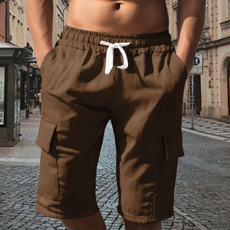 Men's Summer Casual 5-Inch Cargo Shorts Multi-Pocket Loose Fit Outdoor Sports Beach Comfort Elastic Waist