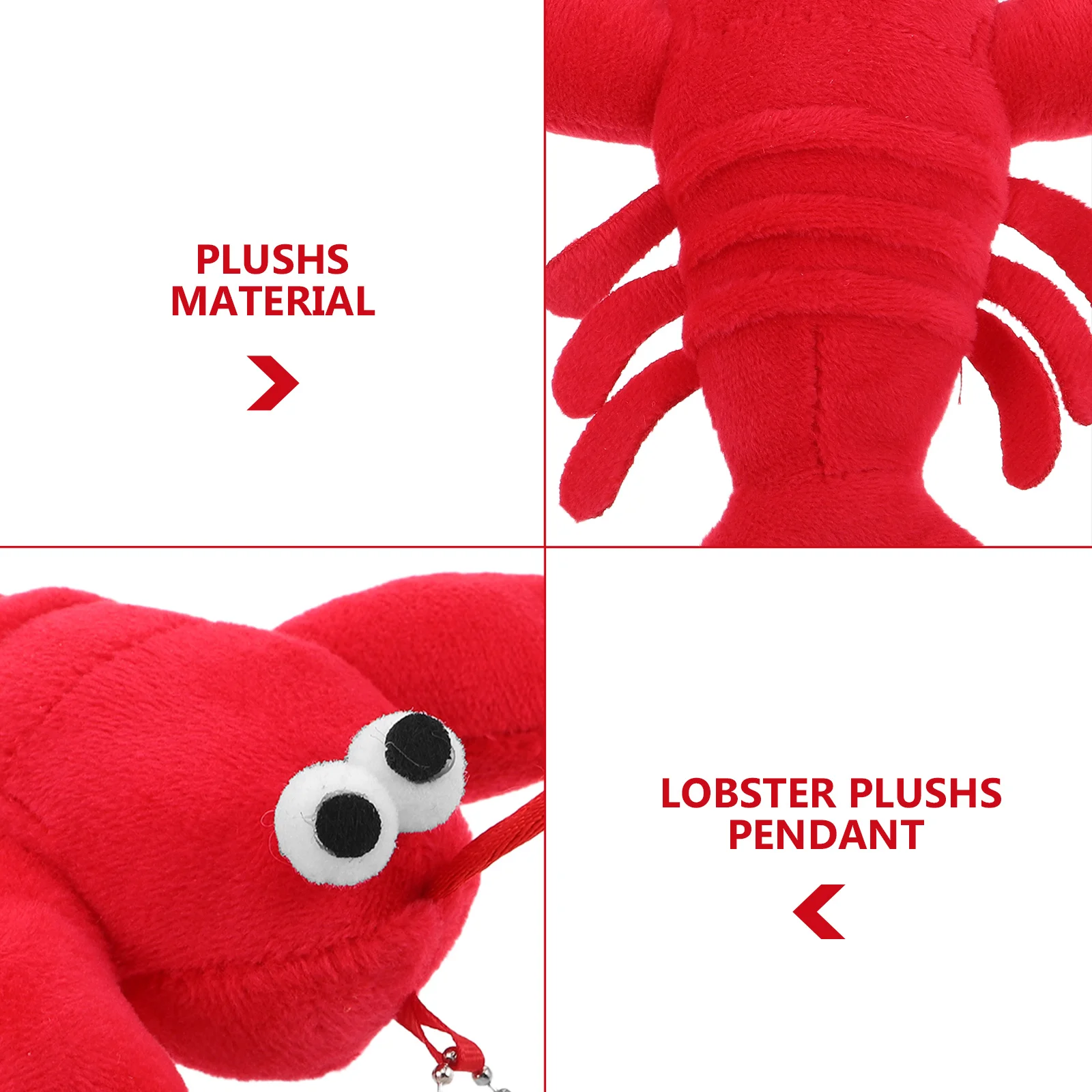 Porte-clés homard Adorable, breloque en peluche douce pour sac à main, sac à dos, Mini porte-clés pendentif, ensemble d'accessoires animaux mignons, 5 pièces