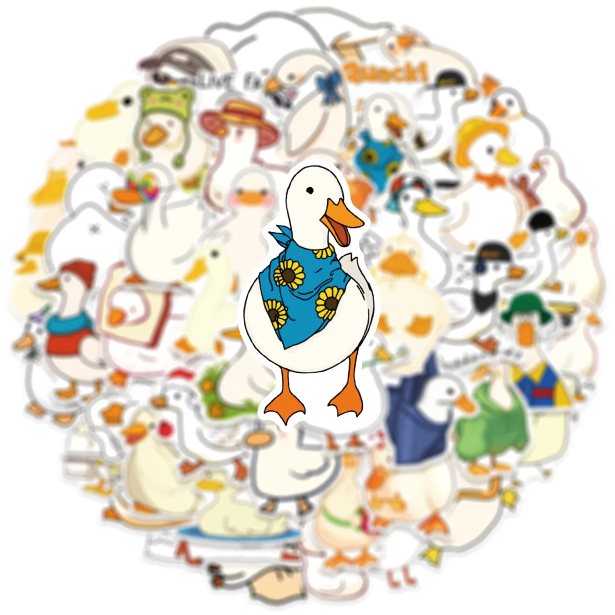 50PCS Adesivos Divertidos de Pato em Estilo Cartoon, Adesivos à Prova d'Água, Brinquedos Infantis, Presentes para Mala, Diário, Geladeira, Guarda-Roupa