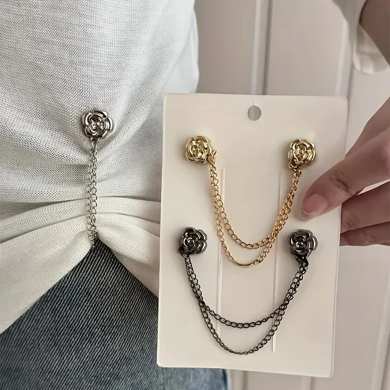 2pair Magnetic Clothing Clips Multi-Function Magnetic Strength Buttons Clips Pinless Brooch Clips for Women Clothes Cardigans