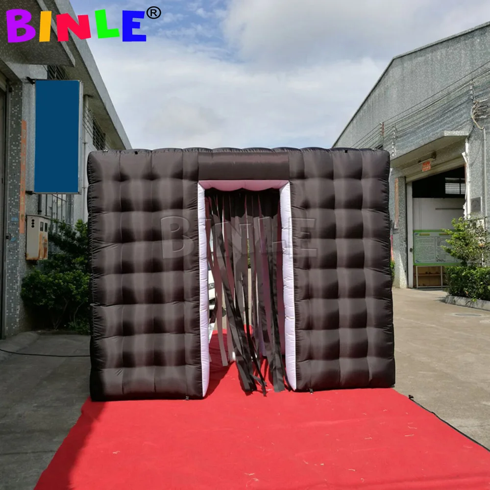 LED คุณภาพสูง Inflatable Photo Booth สีดำ Inflatable Photobooth สตูดิโอ2.4M Cube เต็นท์สำหรับปาร์ตี้