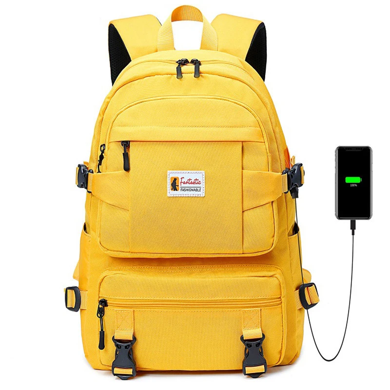 Fashion Laptop Backpack Large Capacity School Bags USB Charger Oxford Cloth Waterproof School Backpack For Students