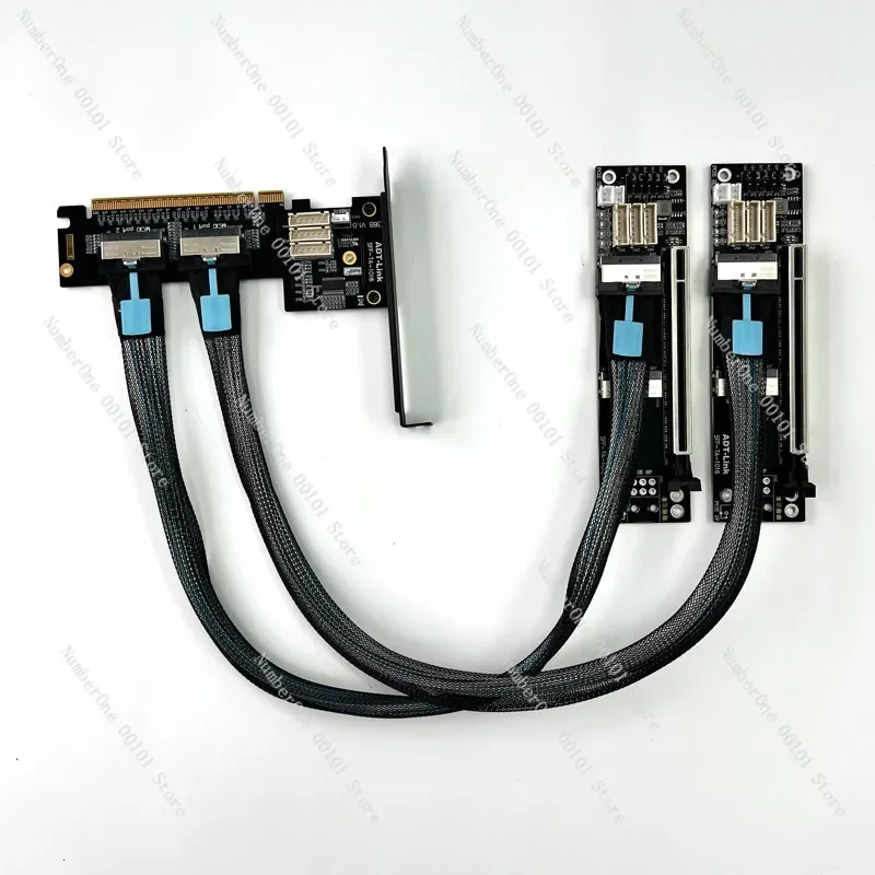 ADT PCIe 4.0x16 MCIO graphics card split extension cable, support one to two SFF-TA-1016