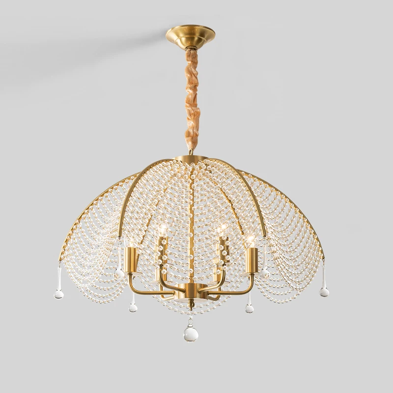 

American light luxury all copper living room chandelier French creative personalized dining room lamp household art bedroom warm