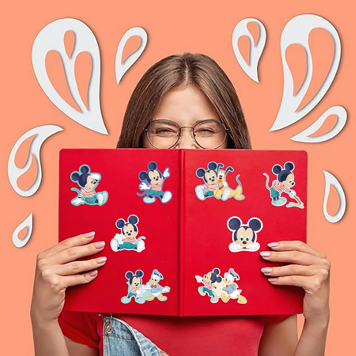 Disney Mickey Mouse Travel Puzzle Etiqueta, DIY, telefone, laptop, bagagem, skate, decalques de grafite, diversão, presente do miúdo, 8 folhas, 16 folhas