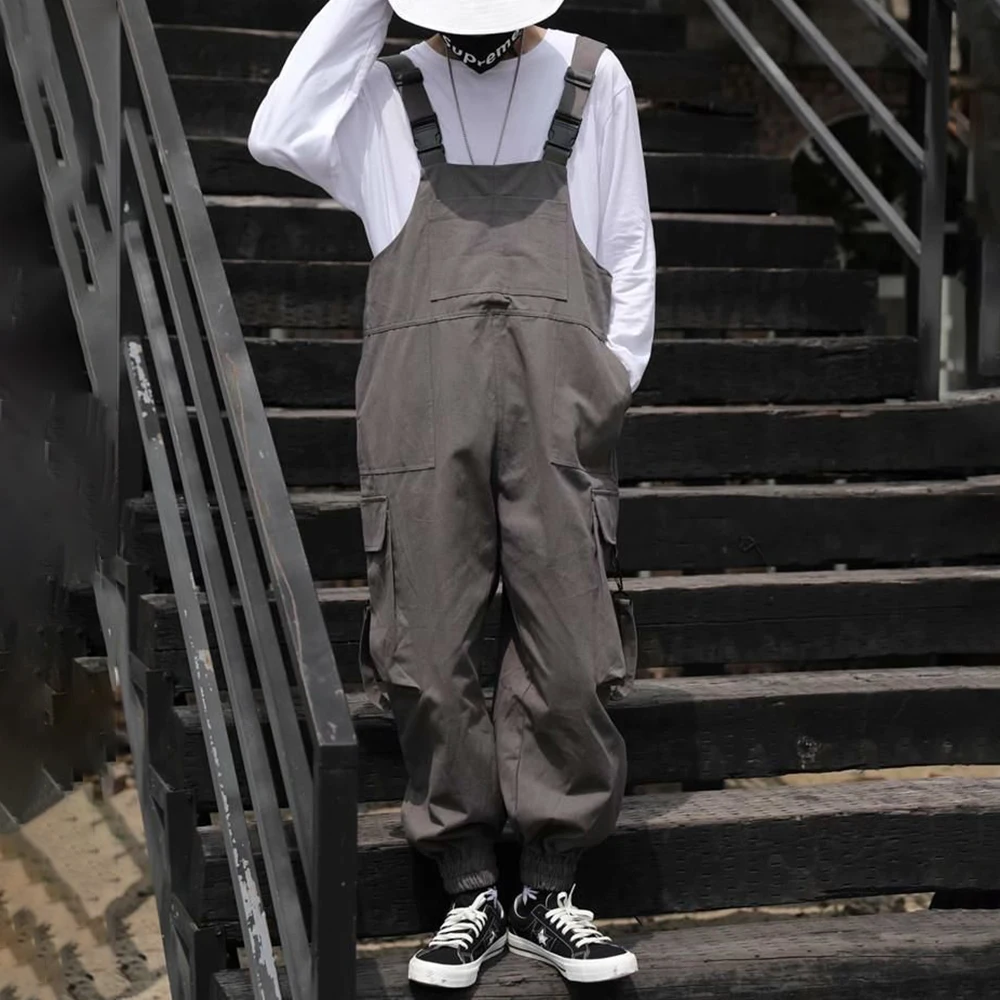 2024 Spring And Autumn Mens Casual High Quality Overalls American High Street Hip-Hop Fashion Solid Color Amei Khaji Overalls