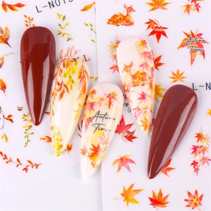 10/สติกเกอร์เล็บInsฤดูใบไม้ร่วงและฤดูหนาวMaple Leaf Ginkgo Leafฟักทองเห็ดเฮเซลนัทกาวสติกเกอร์เล็บ