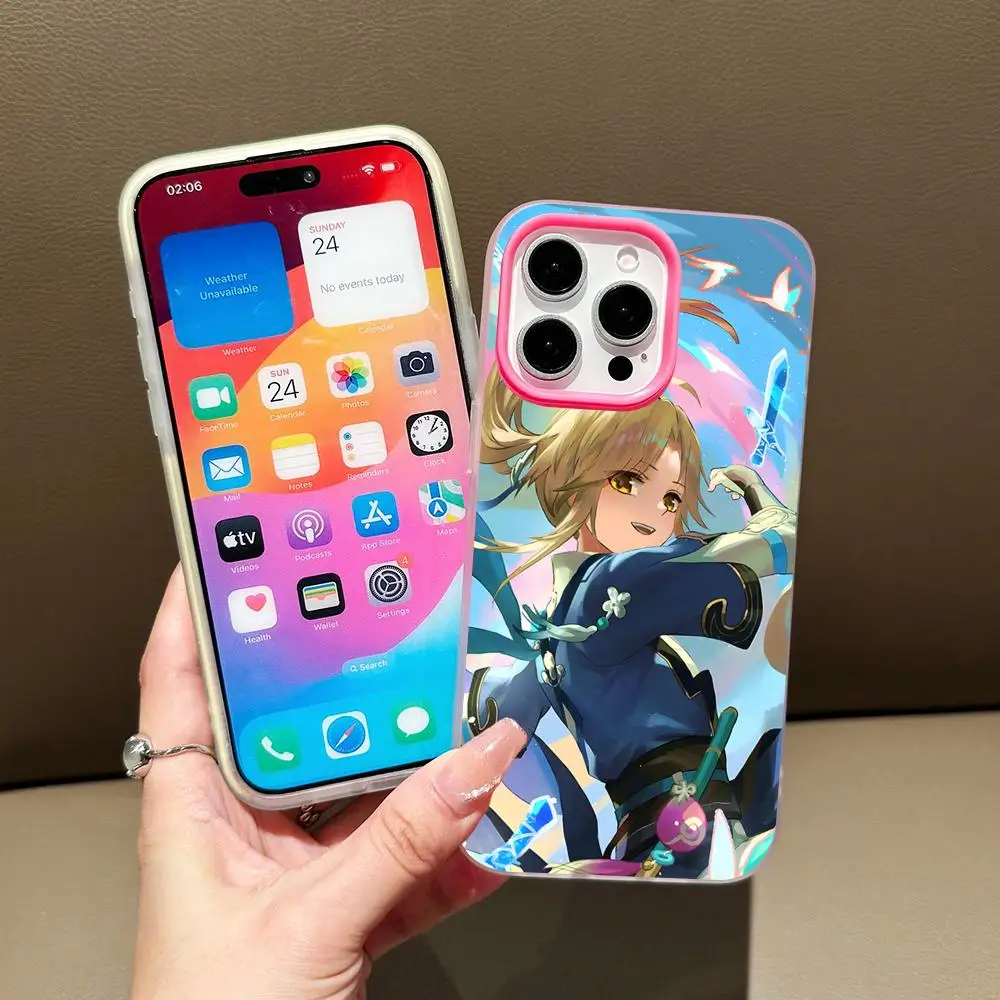 

HSR Yanqing Jelly Double layer Rose Red Mobile Phone Case for iPhone 17 16 15 14 13 12 11 Air Pro Max Plus Protective