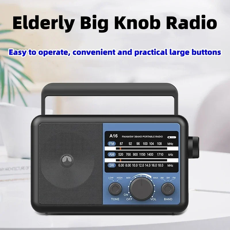 

Portable Professional Radio for the Elderly AC Power AM FM Transistor Radio with And Big Speaker Large Knob 3.5mm Headphone Jack