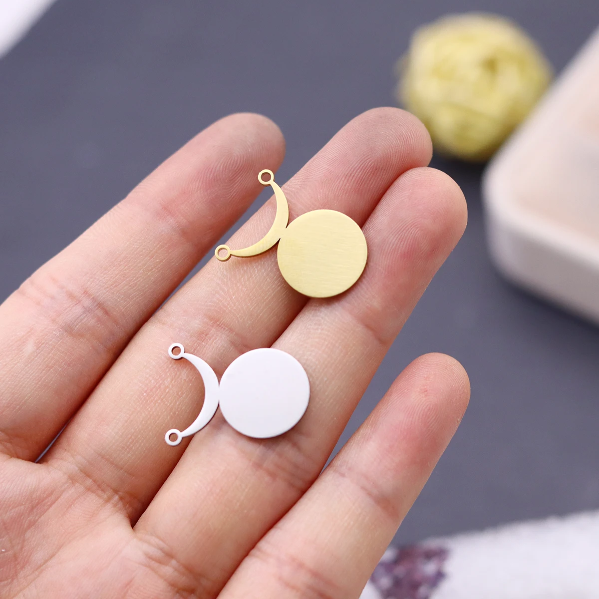 3pcs Crescent Phase Charms Stainless Steel Connector Pendant for Jewelry Making Trendy Necklace DIY Handmade Moon Accessories