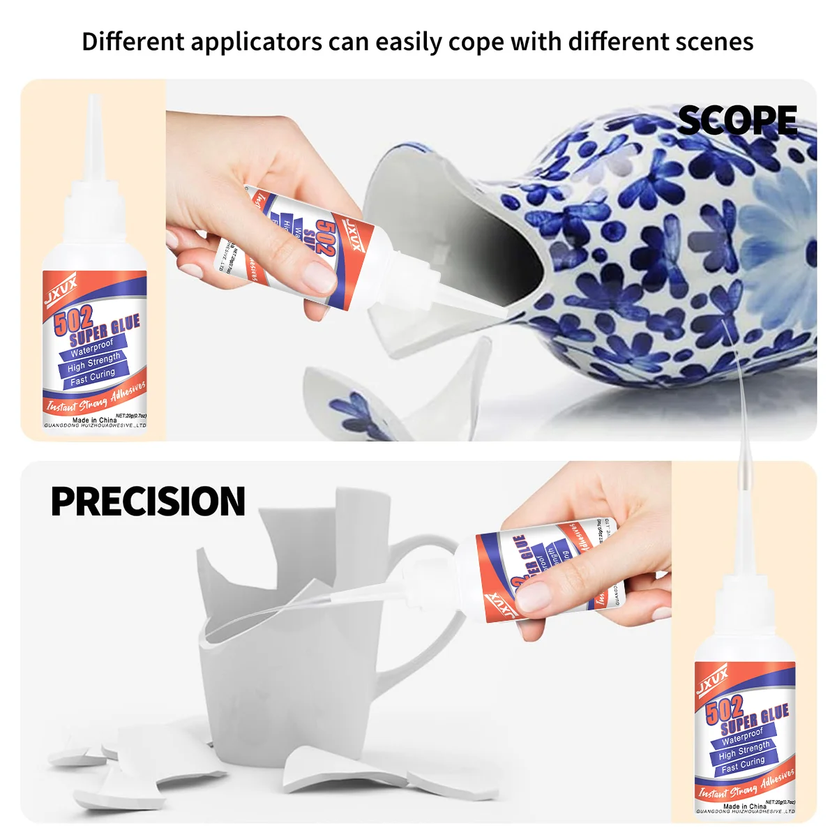 15PCs 502 Super Glue Extra Strong Instant Adhesive 0.7oz, Cyanoacrylate super strong glue sticks all, for Hard Plastics, Crafts, Ceramics, Wood,Frame, Leather, Metal, Strong Bonding Liquid Glue Tool, With dispenser.