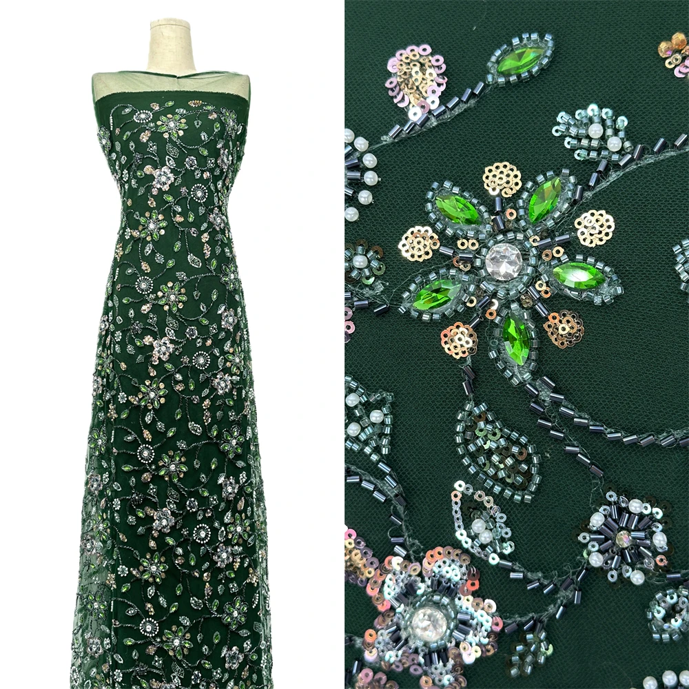 

Элитные африканские ткани 2026: Свадебная сетка ручной работы с бисером и французскими пайетками, нигерийская вышивка для шитья