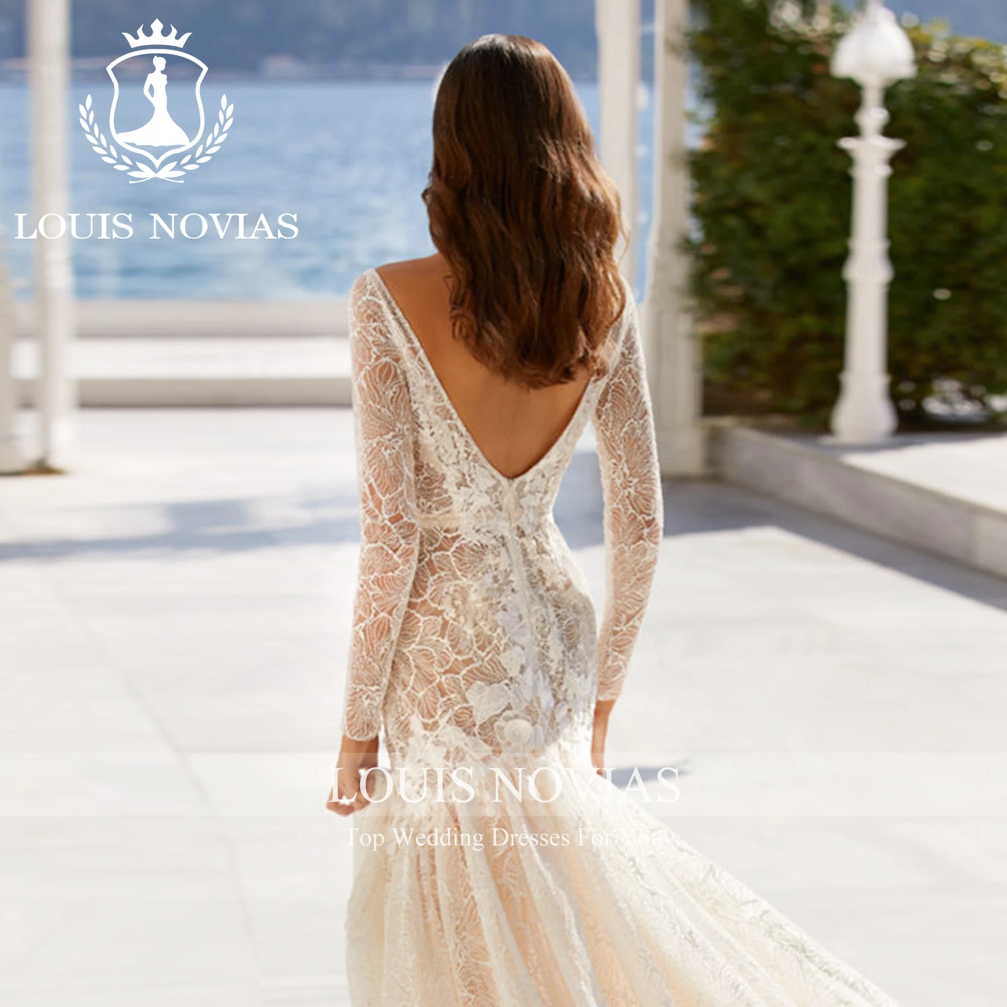 LOUIS NOVIAS-Vestidos De Novia De sirena para mujer, sexys y elegantes apliques De flores 3D, vestido De Novia De trompeta con espalda descubierta, Vestidos De Novia