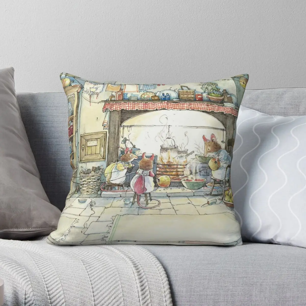 

Brambly Hedge Kitchen At Crabapple Cottage Square Pillowcase Polyester Linen Velvet Creative Zip Decorative Bed Cushion Case