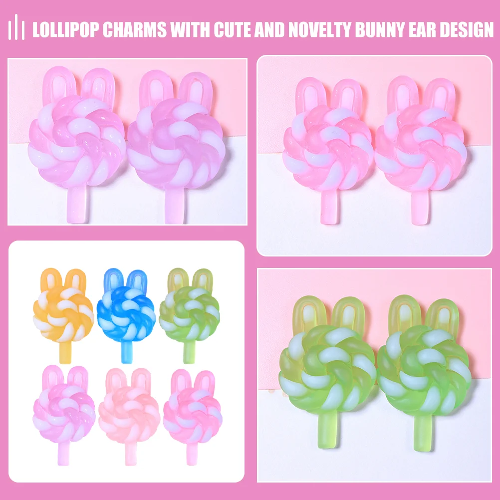 24 Pcs Simulation Lollipop Jewelry Supplies Luminous Necklace Charm Plastic Making Pendant Charms