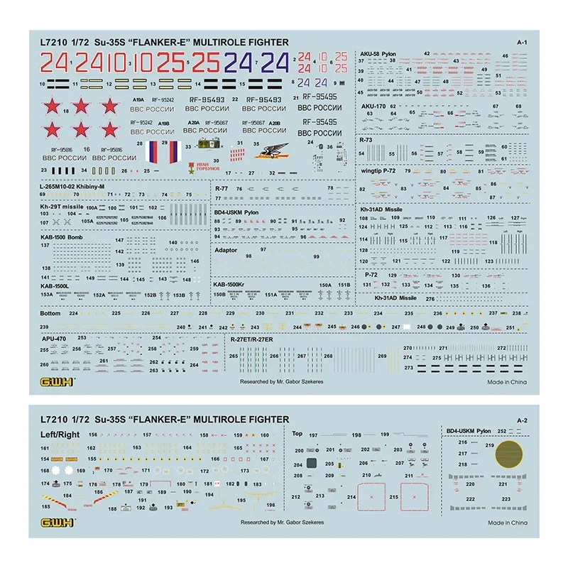 Greatwall L7210 1/72 Su-35S Flanker E Mlil Tirole Fighhter assemblare