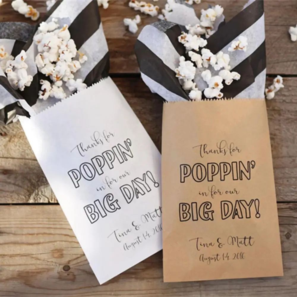 50 Thanks for Popping By Favor Bags - Custom Popcorn Bar Favor Bags | Wedding or Bridal Shower Favor