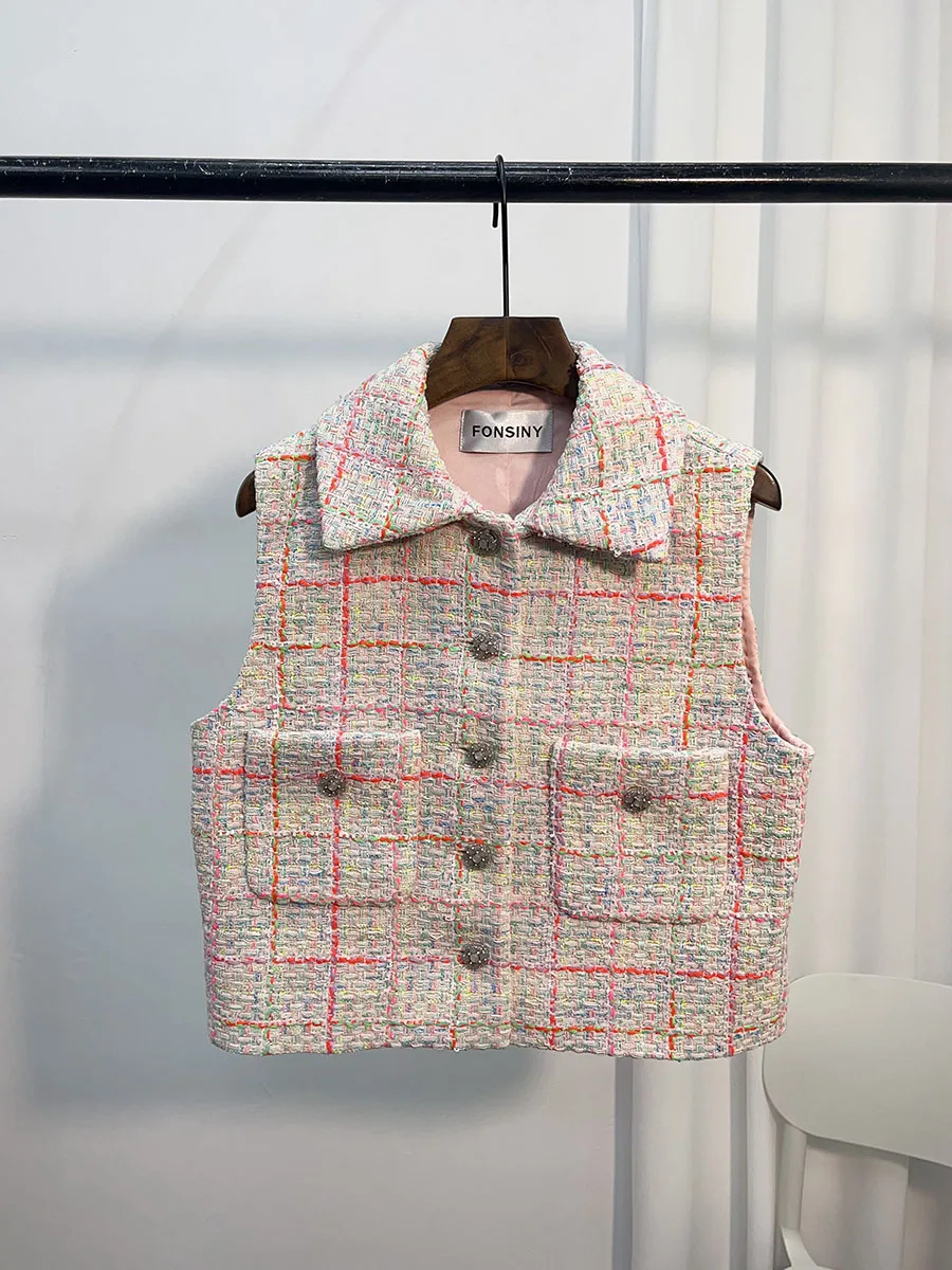 

Ladies High-End ort Svel Vest Spring Summer New Sle Woolen Knitwear Faionable Commuter Cotton Polyester Blend