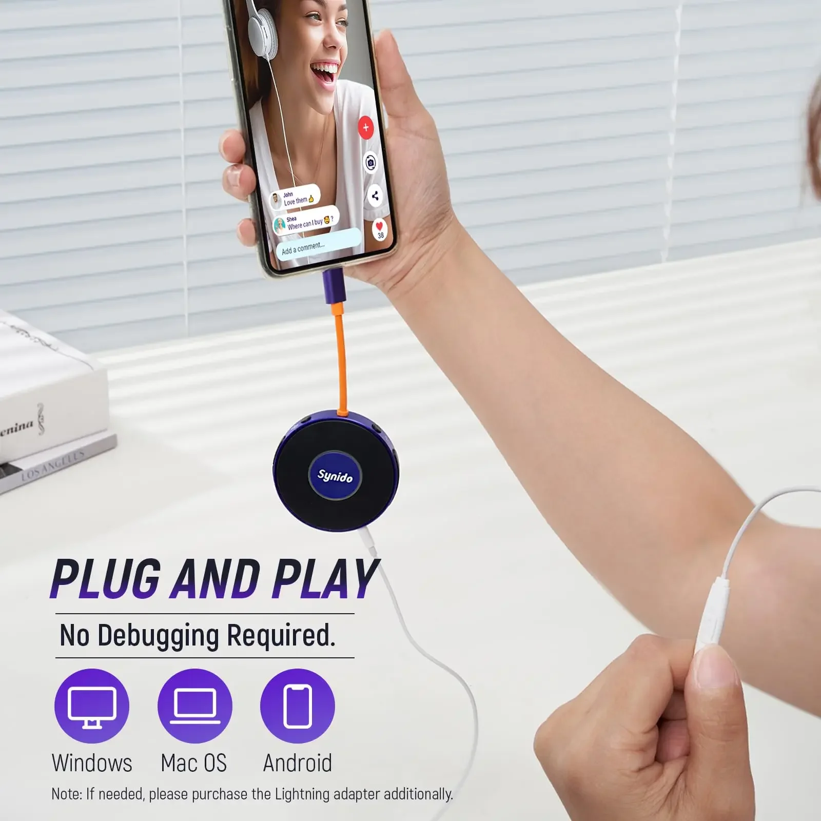 

Synido Live Dock A10/A20 USB-C Аудиоадаптер Портативный интерфейс записи музыки для iPhone ПК Компьютер Телефоны Android