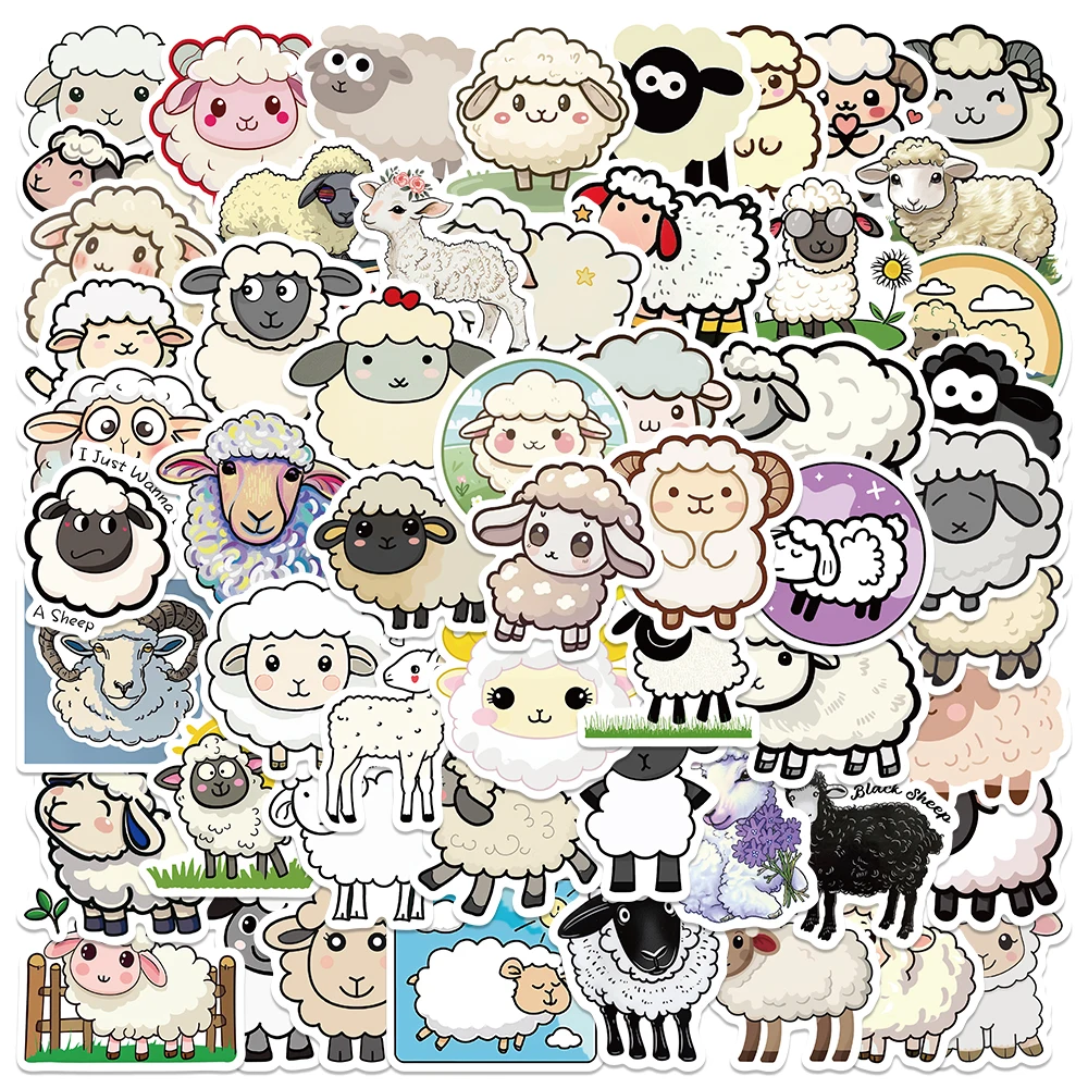 

56pcs Cartoon Cute Lambs Stickers Decals For Phone Laptop Suitcase Scrapbook Skateboard Aesthetic Waterproof Stickers Kids Gifts