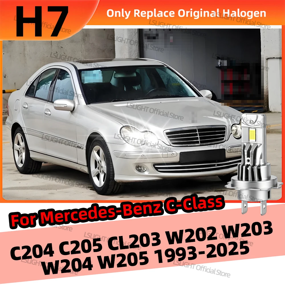 2x LED-Scheinwerfer H7 Lampen 30000LM für Mercedes-Benz C-Klasse C204 2011+ C205 2015+ CL203 2001-2008 W202 W203 W204 W205 1993-2025