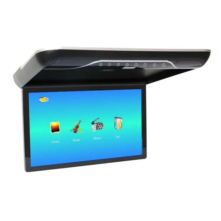 19" Car Flip Down Ceiling Roof TV Mount  Monitor with Ips Touch Screen BT Audio out MP5 Player