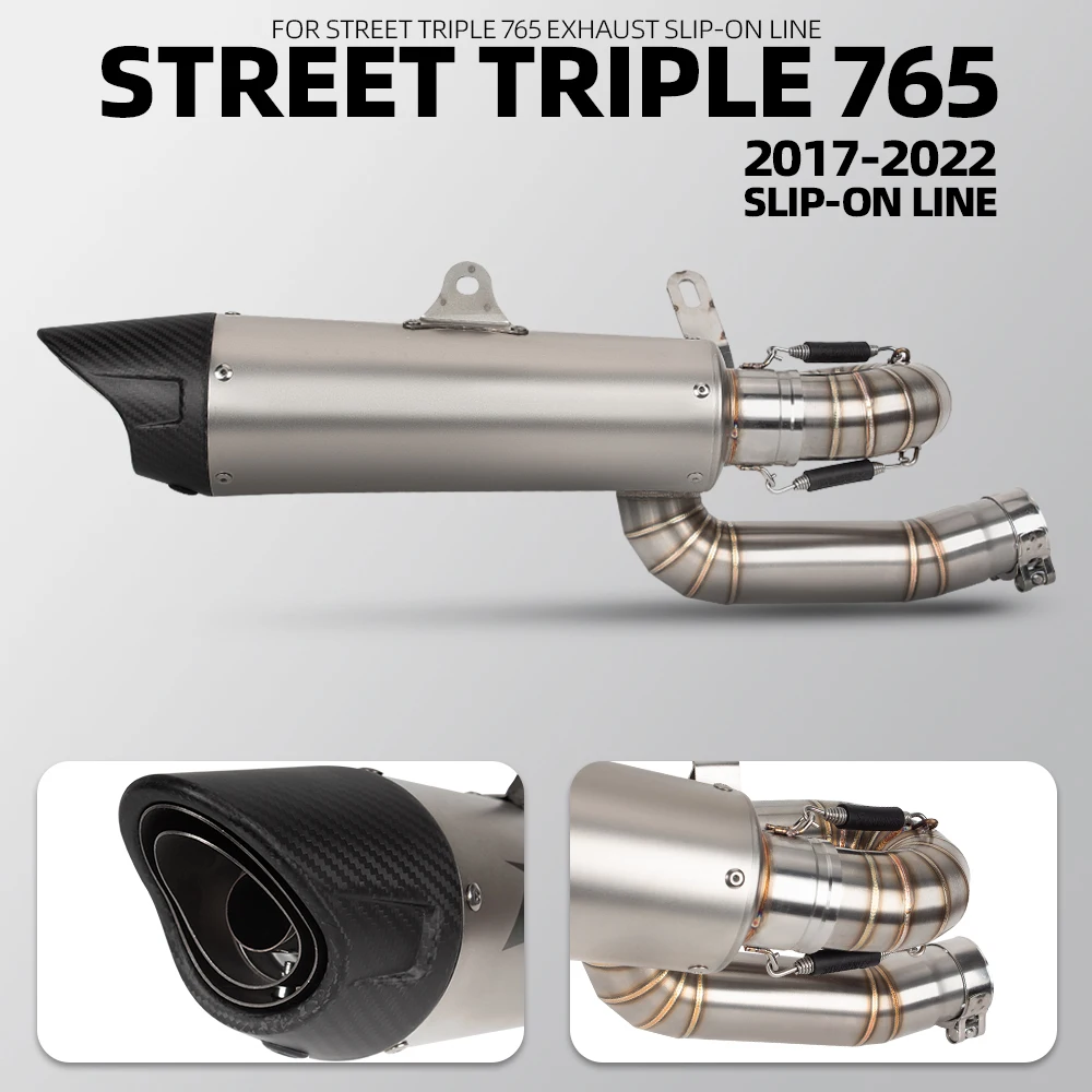 

For Triumph Street Triple 765 S R RS 2017-2022 Motorcycle Exhaust Roundabout Middle Link Pipe with Carbon Fiber Muffler