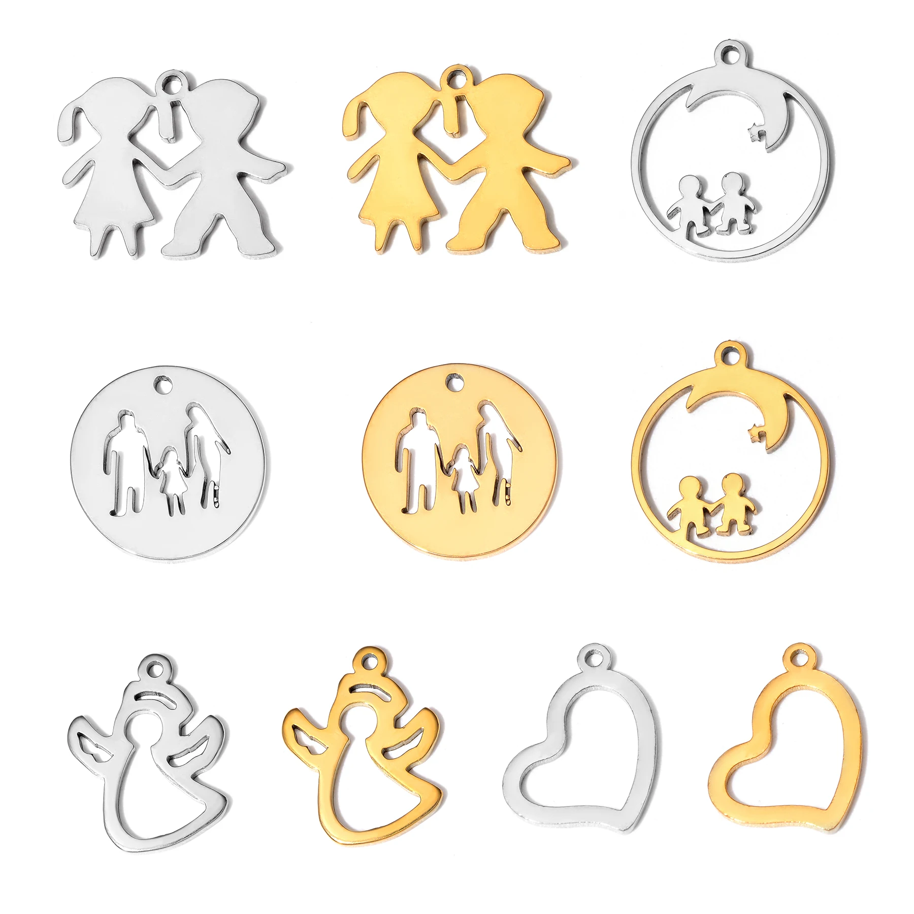 

50 шт. оптом: подвески-шармы из нержавеющей стали в форме сердца для изготовления украшений, браслетов и ожерелий своими руками