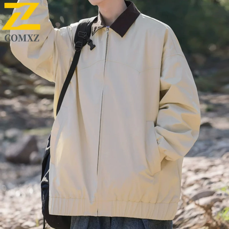 

COMXZ Lightweight Jacket Stylish Solid Color Gorpcore Camping Hiking Windbreaker Jacket High Quality Travel Coat Men'S Clothing