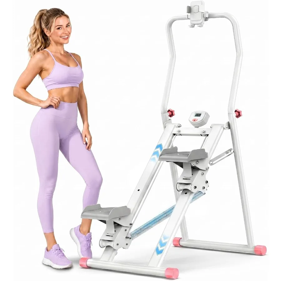 3-Level Resistance Stair Stepper with Steel Frame, Wide Non-Slip Pedals, LCD Monitor, Phone Holder & Foldable Design for Home Cardio