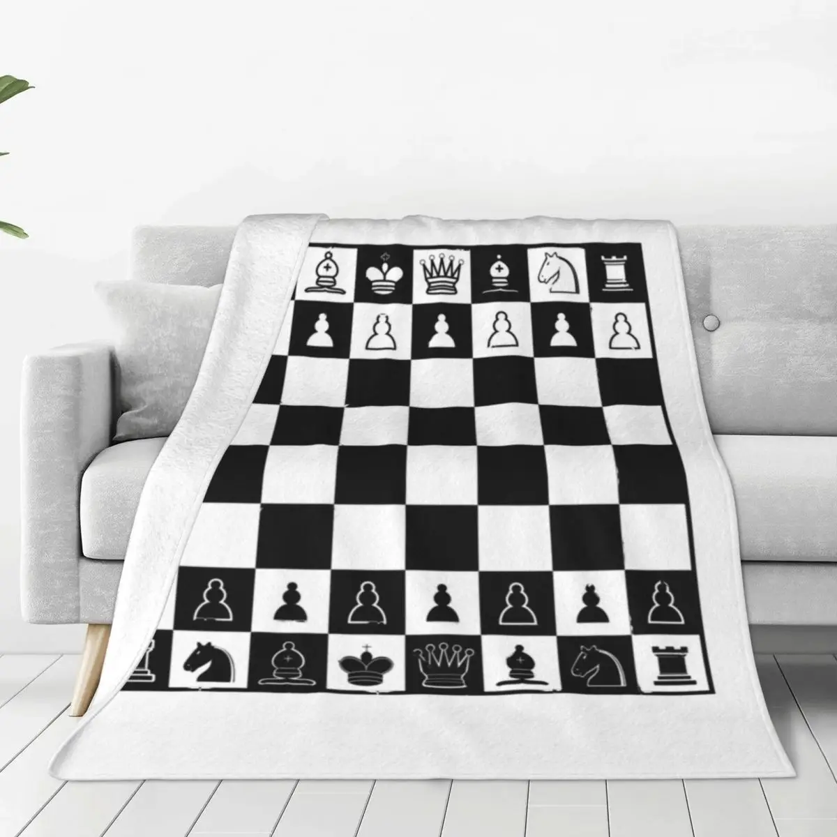 Chess Board Warm Soft Blankets Chess Match Game Camping Throw Blanket Winter Graphic Custom DIY Flannel Bedspread Sofa Bed Cover