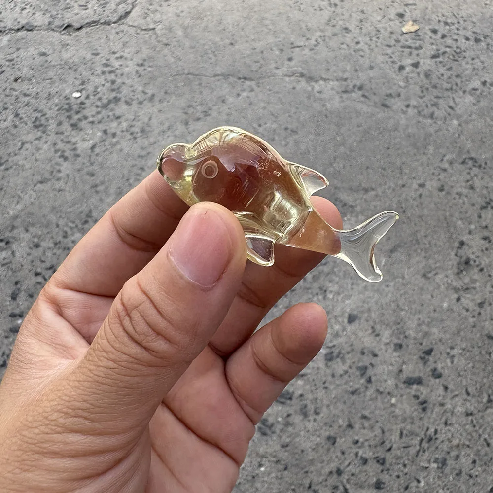 Custom Handcrafted Natural Citrine Dolphin Figurine - Gemstone Animal Statue Tabletop Decor for Healing