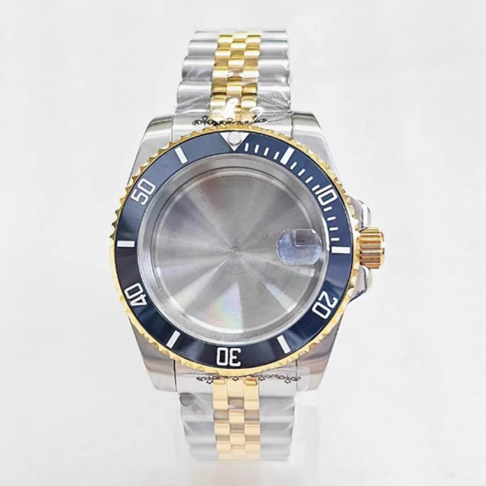 40mm Watch Case + Strap for NH35 NH36 Movement Sapphire Glass Mirror Shell Watchband Watch Accessories