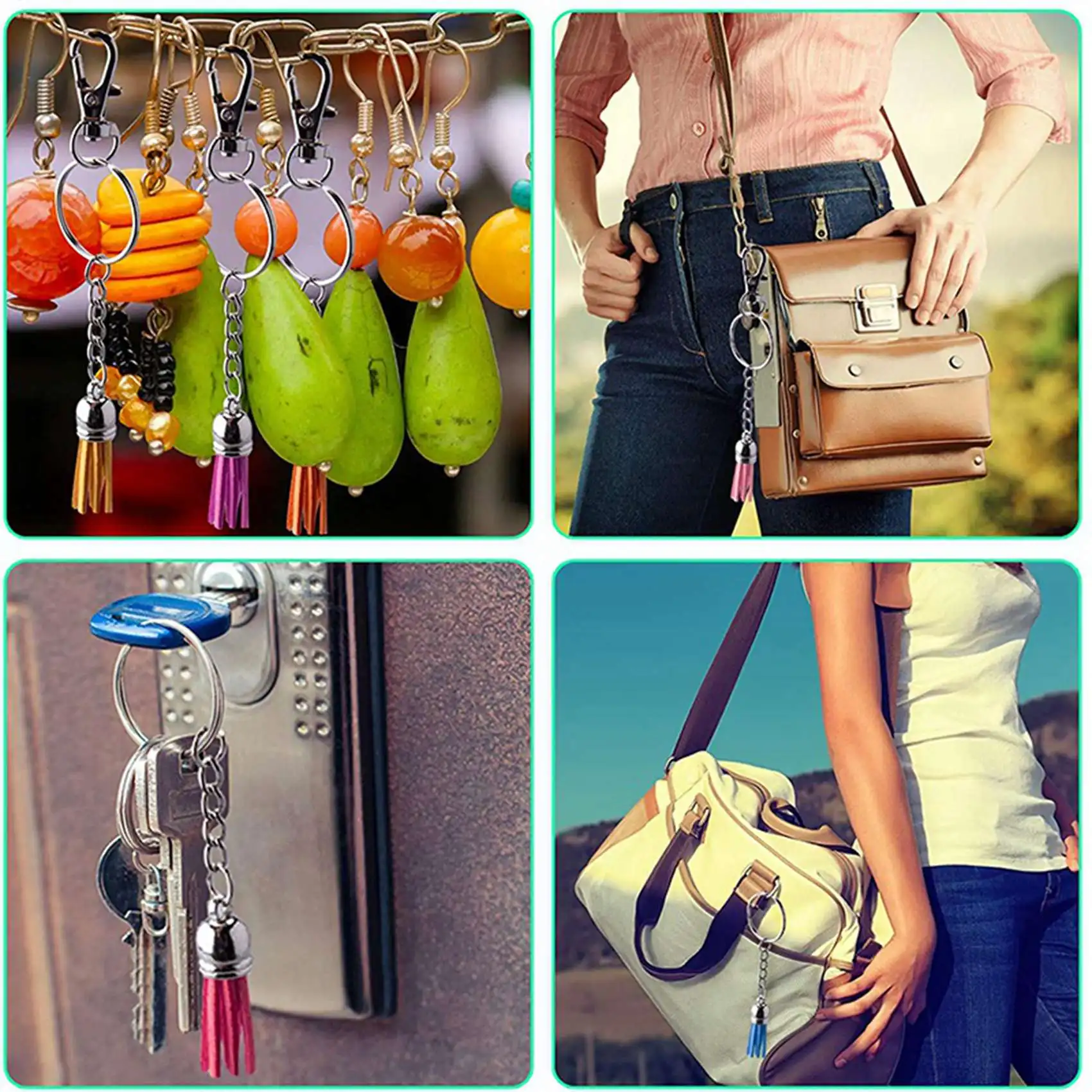 A19F-360Pcs المفاتيح شرابات عدة الجلود شرابة السحر و الانتقال خواتم لصنع المجوهرات المفاتيح والأساور والحرف اليدوية