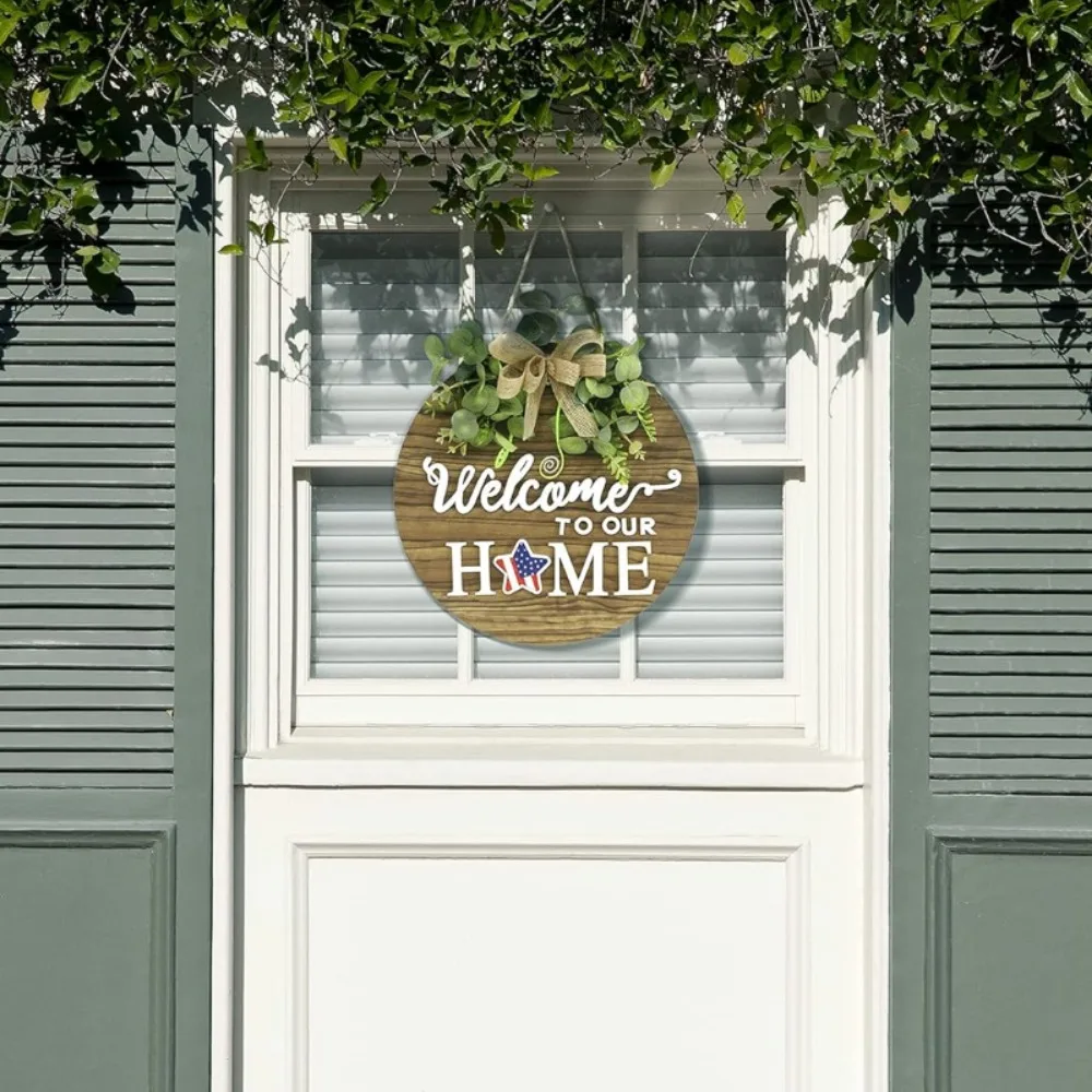 Wooden Welcome To Our Home Front Door Sign Personalized Shiplap Wood Door Hanger Christmas Halloween Decoration