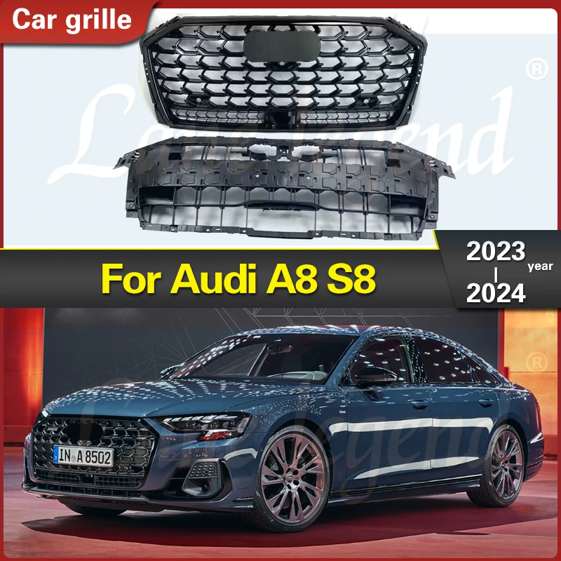 

For Audi A8 S8 2023 2024 Front Bumper Grill Mask Radiator Grille Racing Grills Upper Replacement Car Accessories for S8 Style